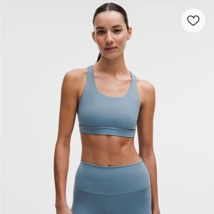 Lululemon Wunder Train Mesh-Back Bra Medium Support, B/C Cup in blue steel